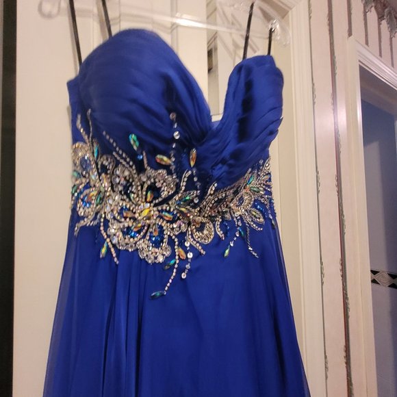 Alyce Paris Evening Gown/Prom Dress Sapphire Blue Size 8 - Picture 3 of 6